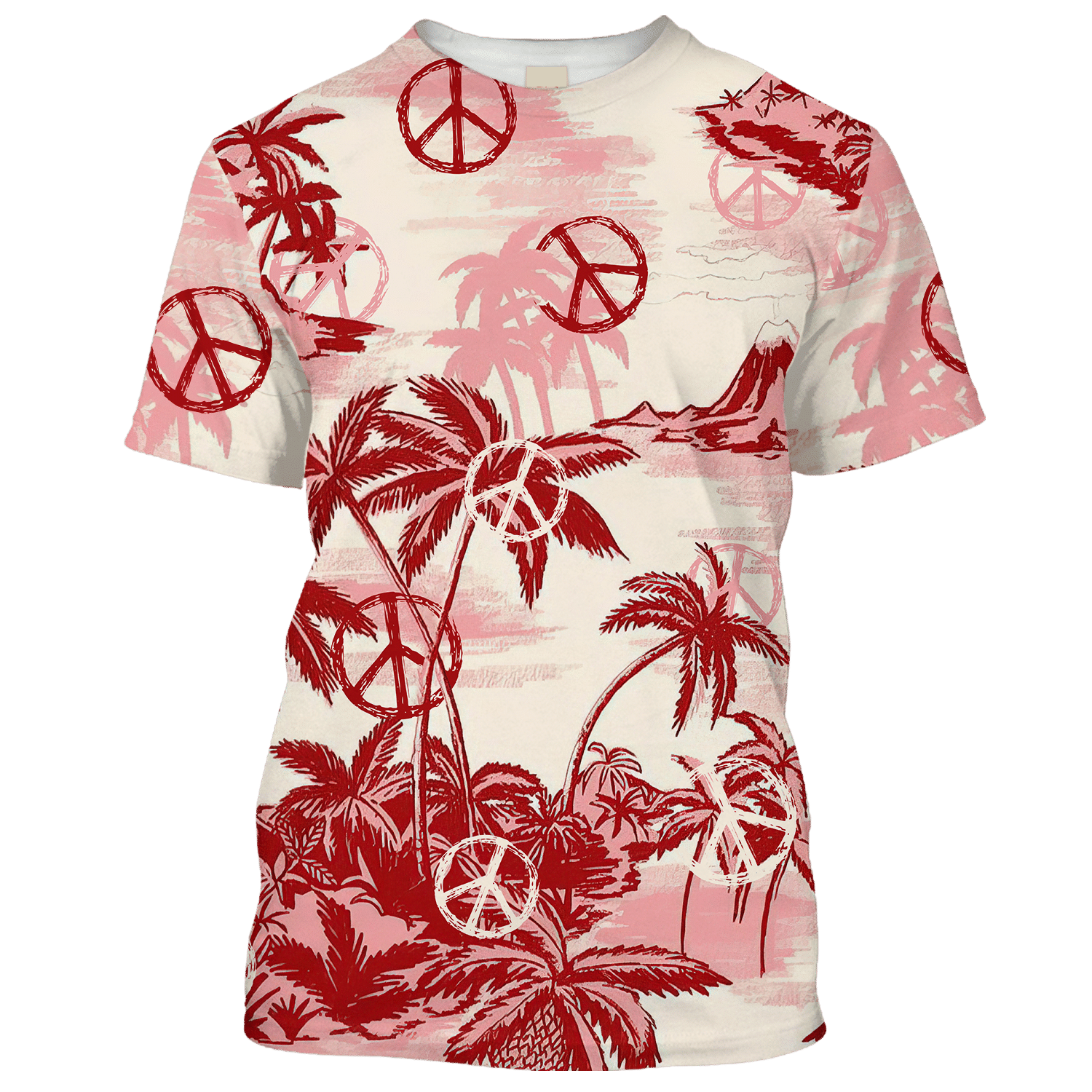 Hippie Tree On Desert Island Red T-Shirt For Men, Women