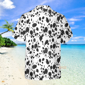 Dalmatian Dog Pattern Black And White Aloha Hawaiian Shirts For Men, Women