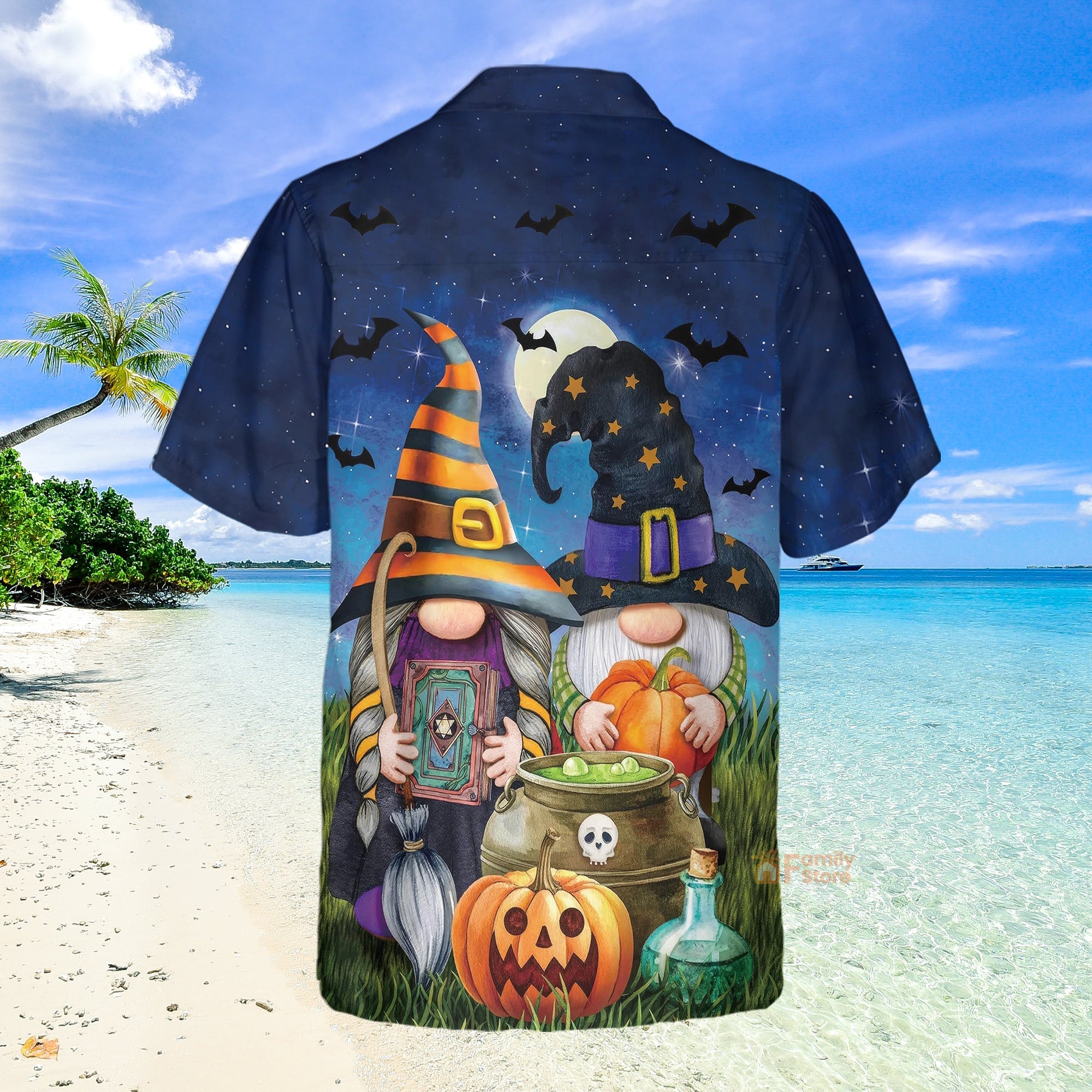 Halloween Gnome Chest Pocket Short Sleeve Hawaiian Shirt