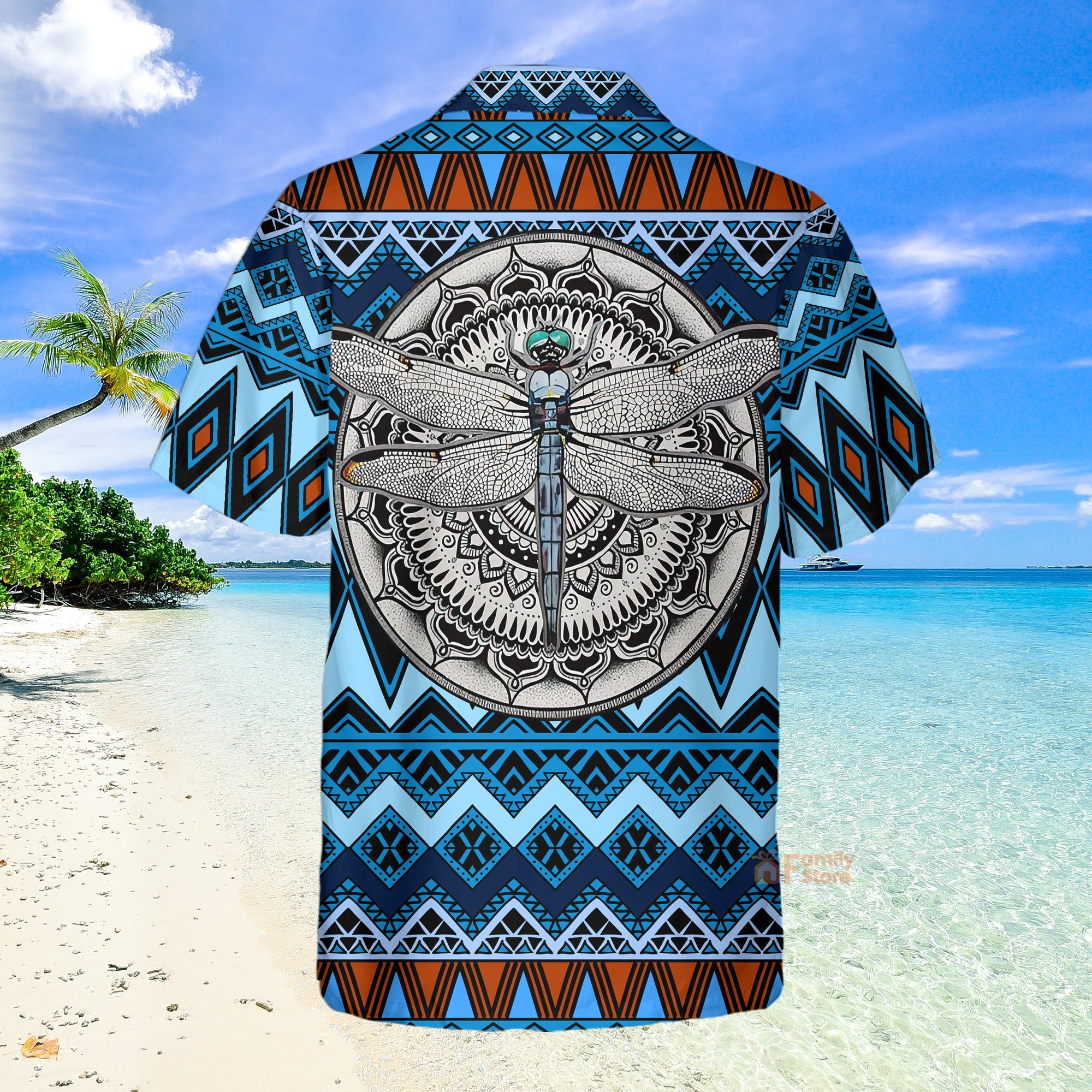 Native American Dragonfly Blue Aloha Hawaiian Shirts For Men, Women