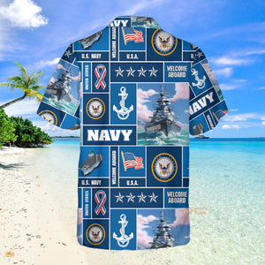 Veteran Soldier US Navy Welcome To Aboard Hawaiian Shirt