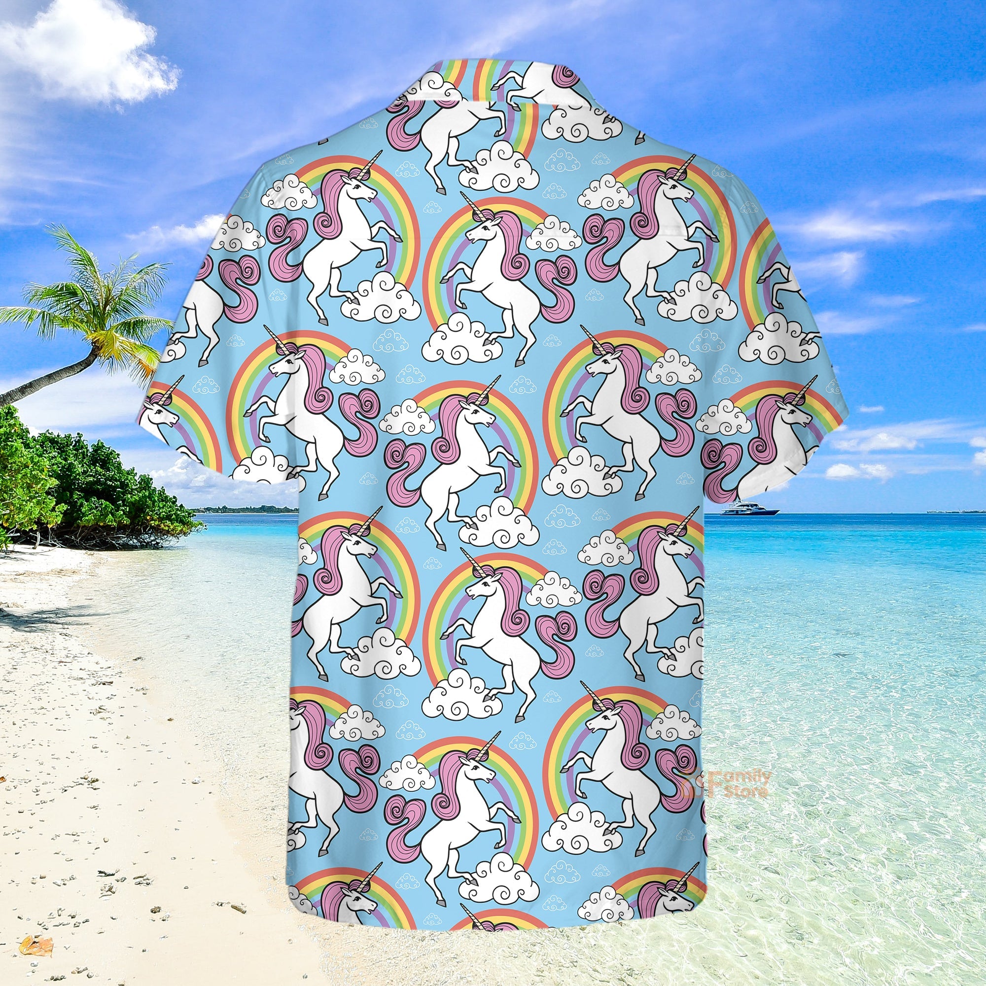 Life Is Better With Pink Unicorn Rainbow SkyBlue Hawaiian Shirt