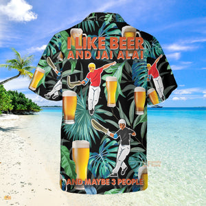 Beer And Jai Alai Tropical Pattern - Hawaiian Shirt