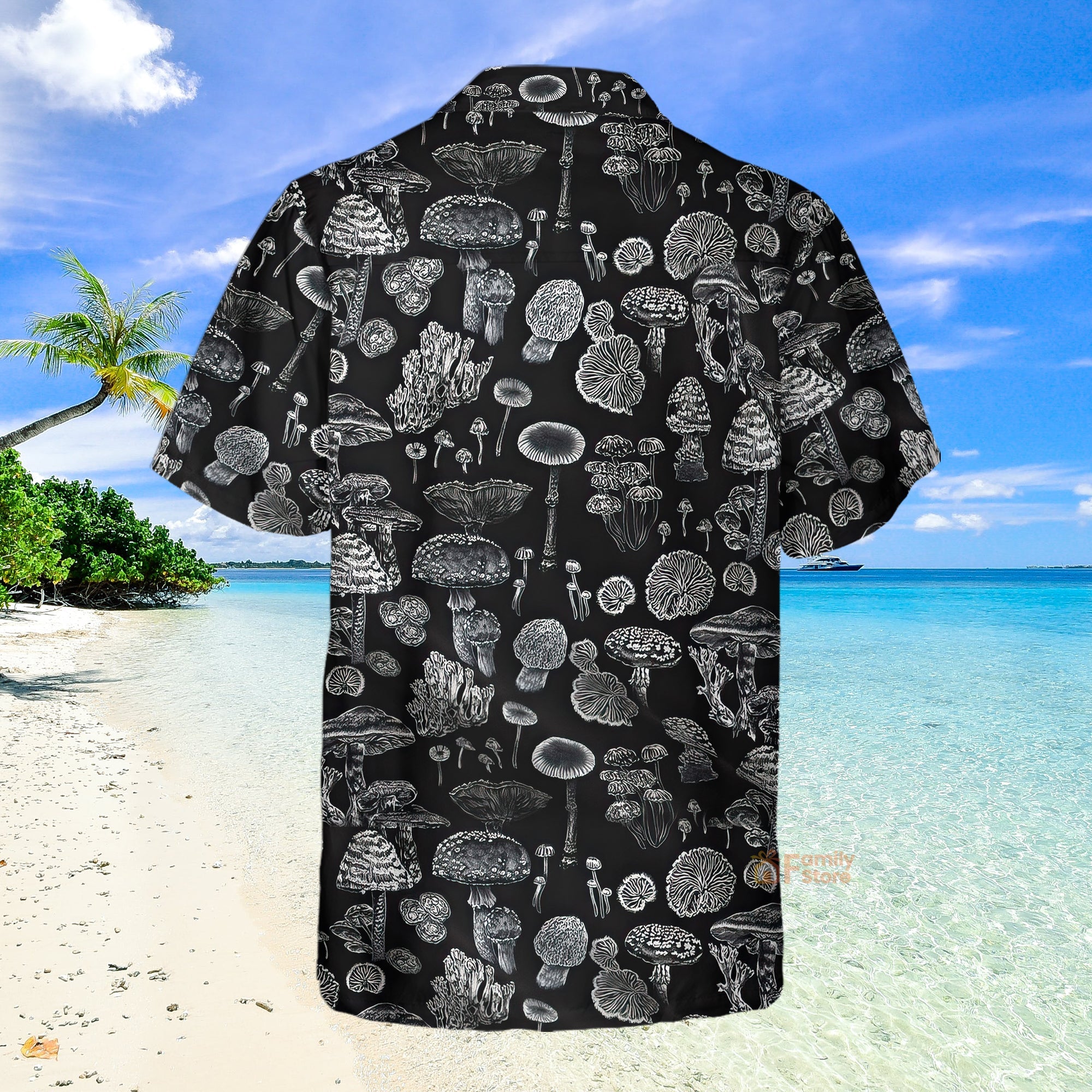 Black And White Casual Mushroom Hawaiian Shirt - For Men & Women