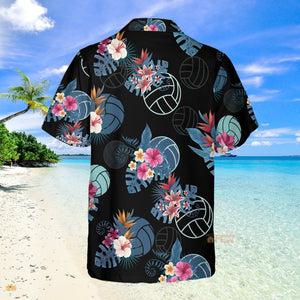 Volleyball Tropical Black Aloha Hawaiian Shirts For Men & Women