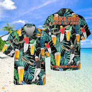 Beer And Jai Alai Tropical Pattern - Hawaiian Shirt