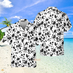 Dalmatian Dog Pattern Black And White Aloha Hawaiian Shirts For Men, Women