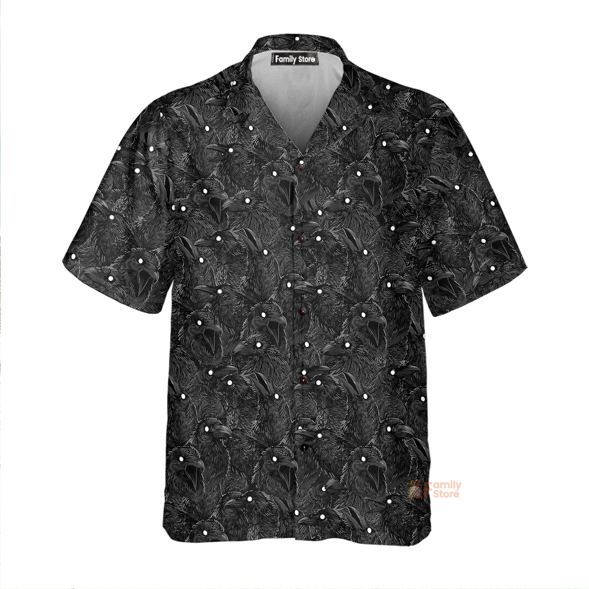 Black Raven Pattern Hawaiian Shirt