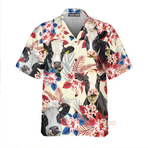 Unique Holstein Friesian Cattle American Flag Hawaiian Shirt