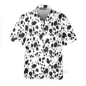 Dalmatian Dog Pattern Black And White Aloha Hawaiian Shirts For Men, Women