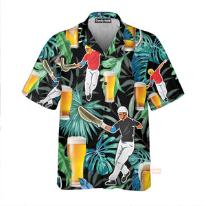 Beer And Jai Alai Tropical Pattern - Hawaiian Shirt