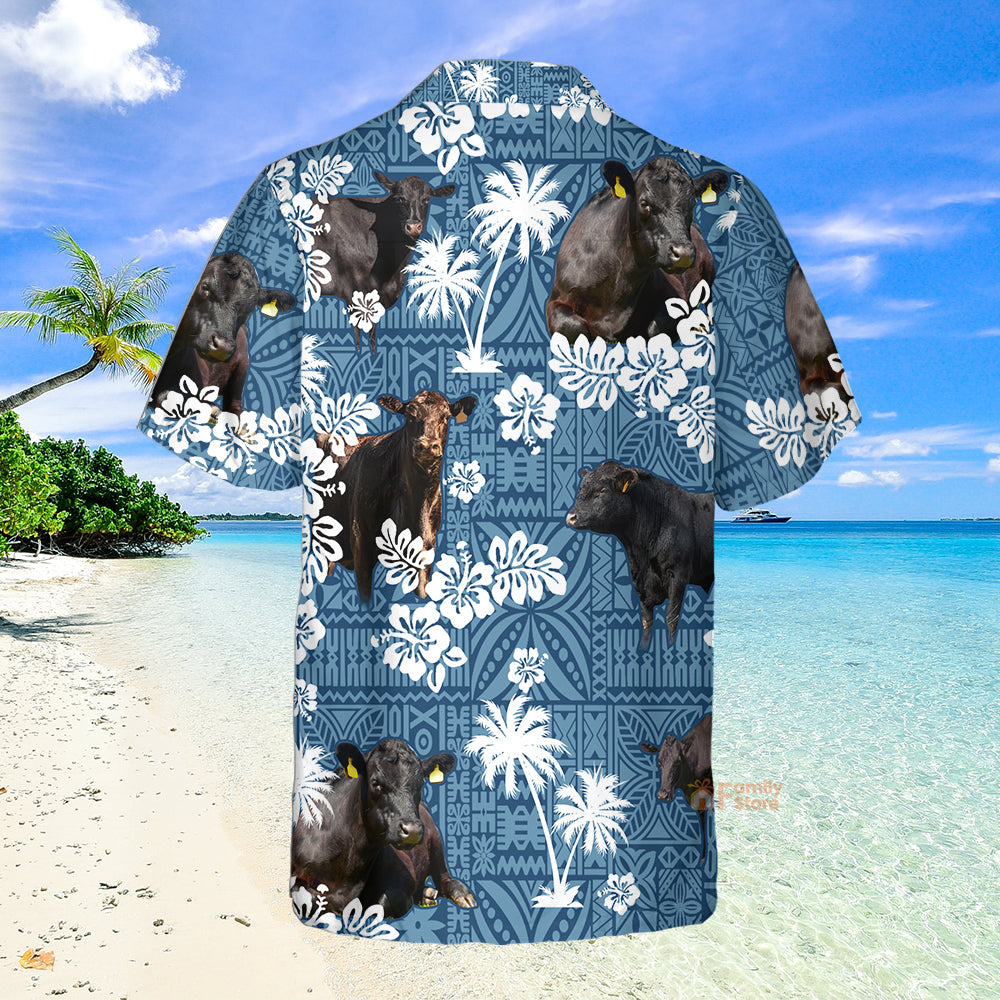 Unique Black Blue Angus Hawaiian Shirts