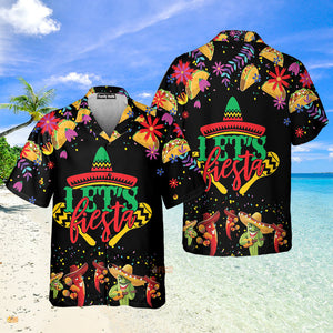 Let's Fiesta Cinco De Mayo Black And Red Aloha Hawaiian Shirts