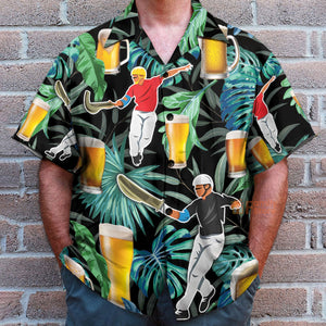 Beer And Jai Alai Tropical Pattern - Hawaiian Shirt