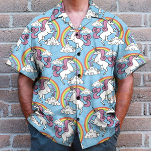 Life Is Better With Pink Unicorn Rainbow SkyBlue Hawaiian Shirt