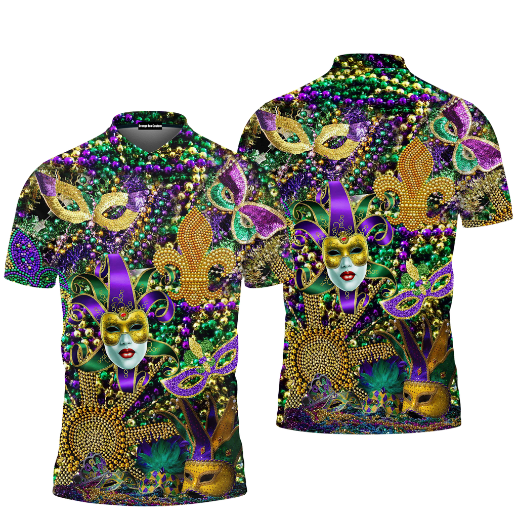 Mardi Grass Color Festival Polo Shirt For Men
