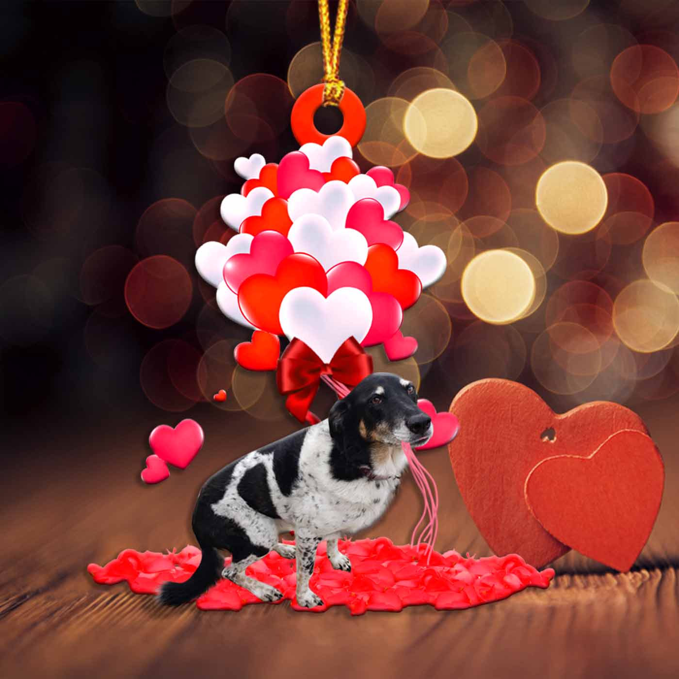 Lucy Heart balloons couple Shape Ornament