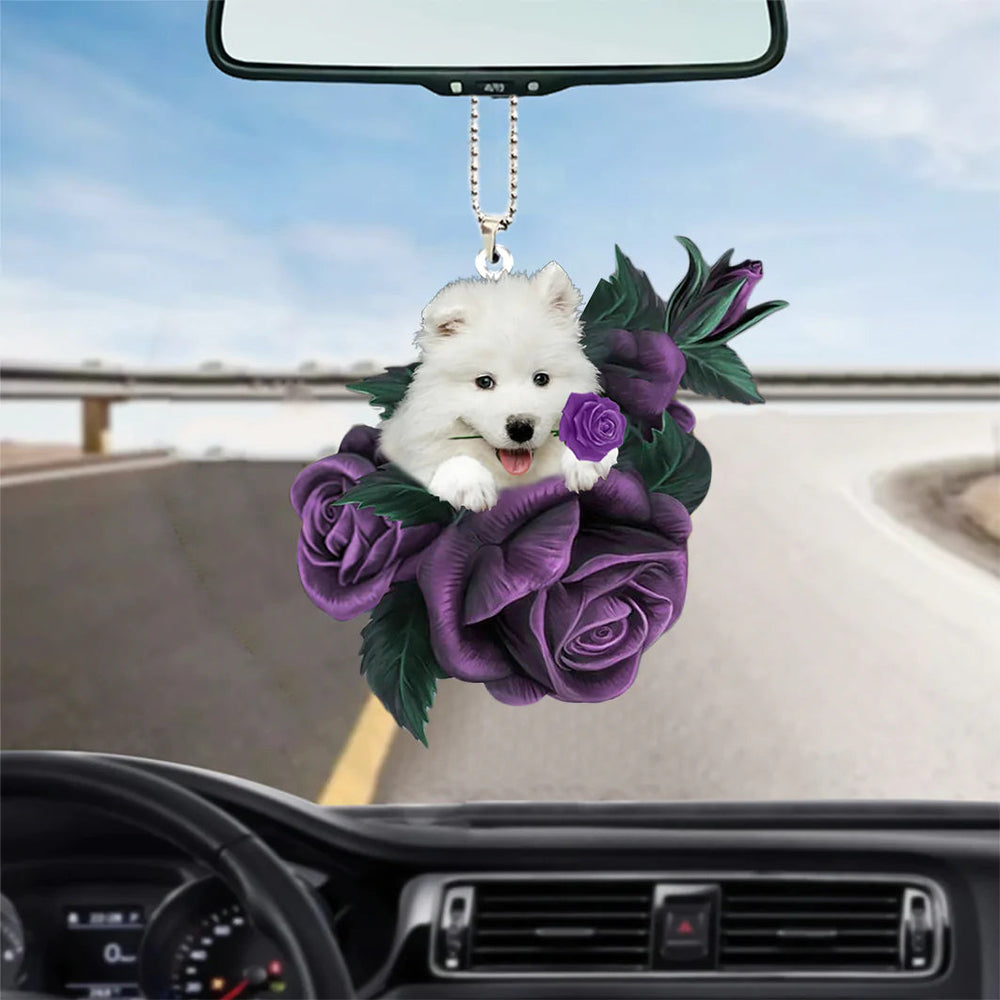 Samoyed Purple Flowers Ornament - Gift For Dog Lover