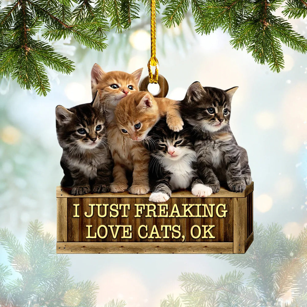 I Just Freaking Love Cat Funny Christmas Ornament