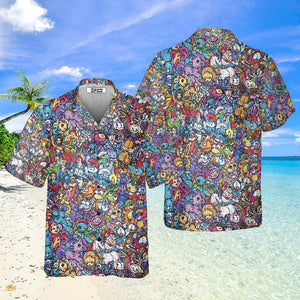 80S Throwback Cartoon Pattern Hawaiian Shirt