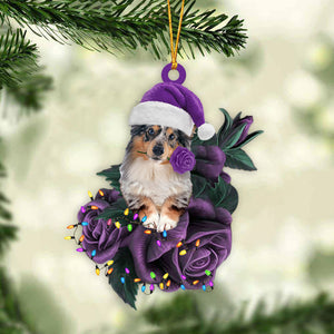 Shetland Sheepdog Purple Flowers Ornament - Gift For Dog Lover