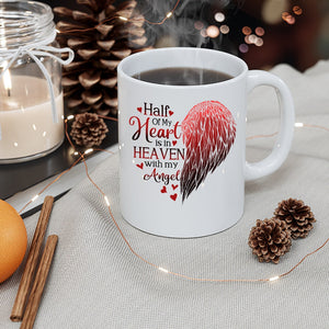 Half of my heart is in heaven wings - Mug White