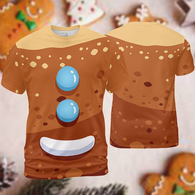 Christmas Gingerbread Man 3D Full Over Print - Costume Cosplay T-Shirt