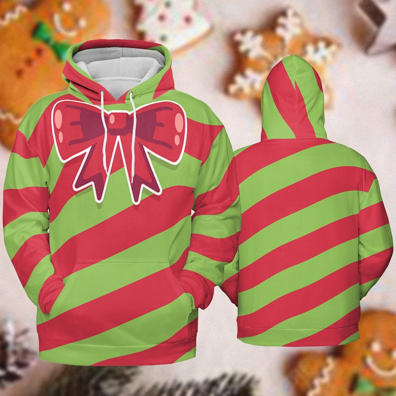 Christmas Pink and Green Candy Cane - Costume Cosplay Hoodie