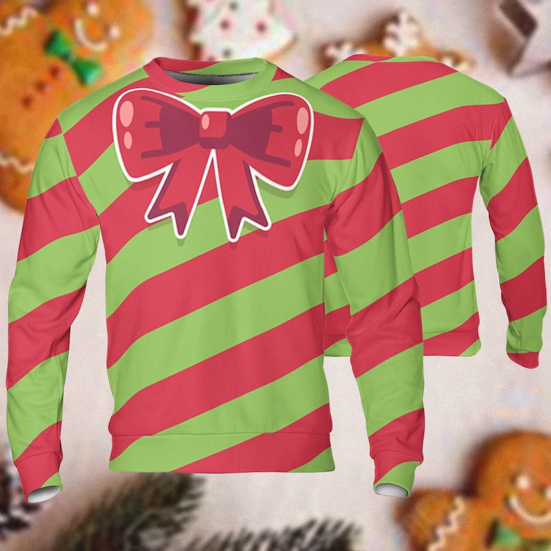 Christmas Pink and Green Candy Cane - Costume Cosplay Sweatshirt