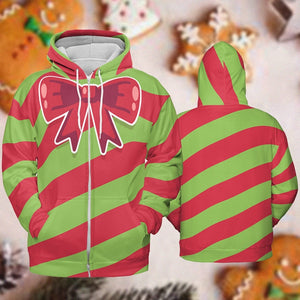 Christmas Pink and Green Candy Cane - Costume Cosplay Hoodie