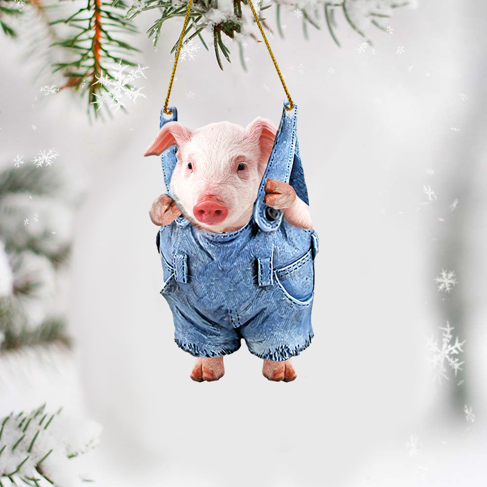 Pig cute outfit two sides ornament
