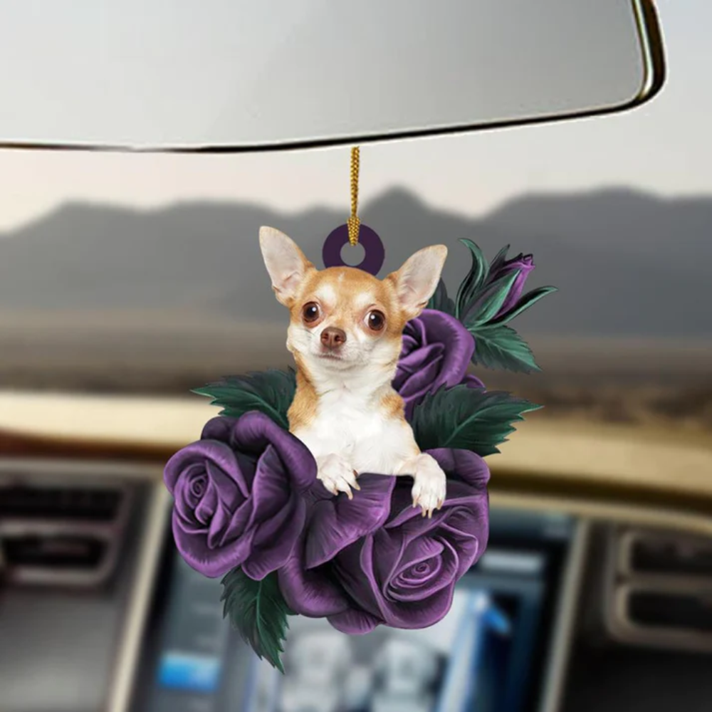 Chihuahua Purple Rose Two Sided Ornament - Gift For Dog Lover