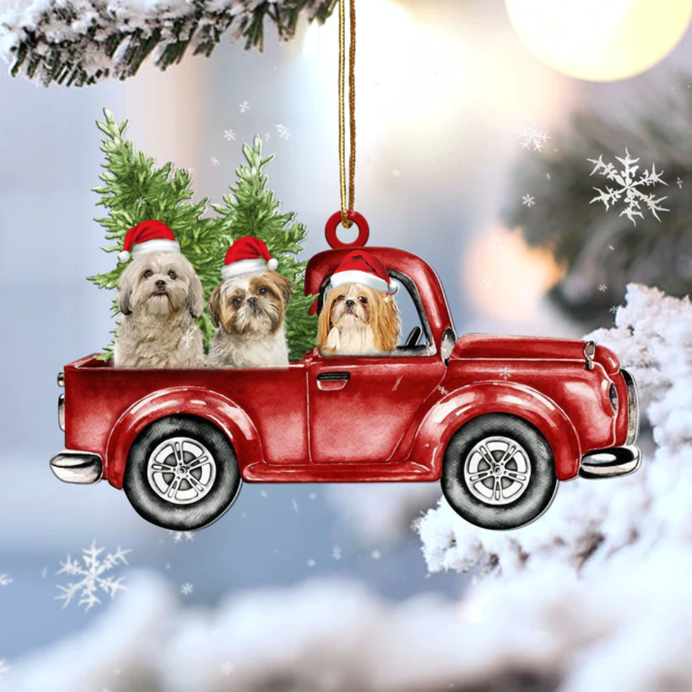 Shih Tzu Red Car Ornament - Gift For Dog Lover