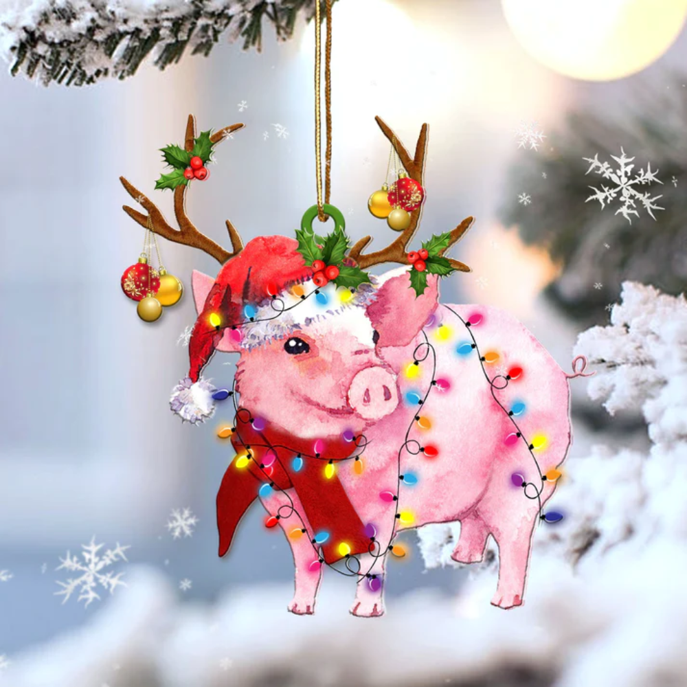 Pig Reindeer Shape Ornament - Gift For Farmer