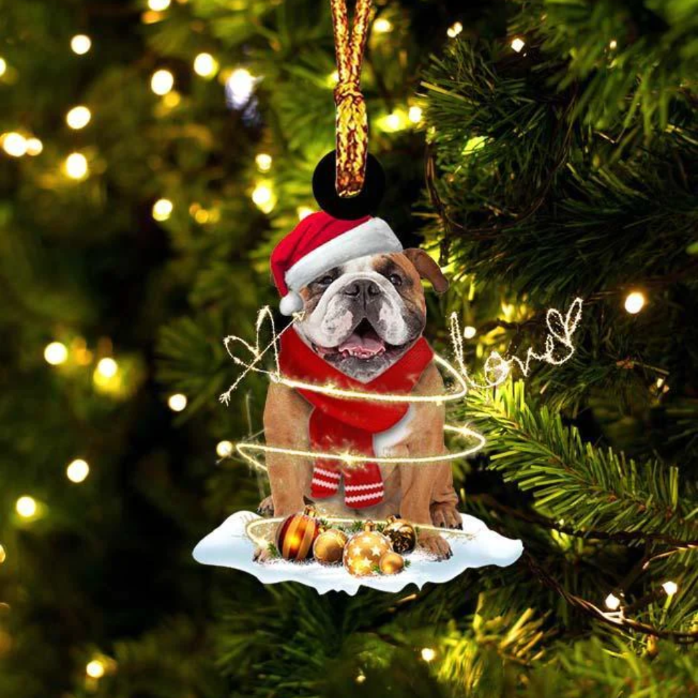 English Bulldog And Love Ornament - Gift For Dog Lover