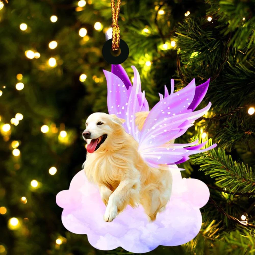 Golden Retriever And Wings Ornament - Gift For Dog Lover