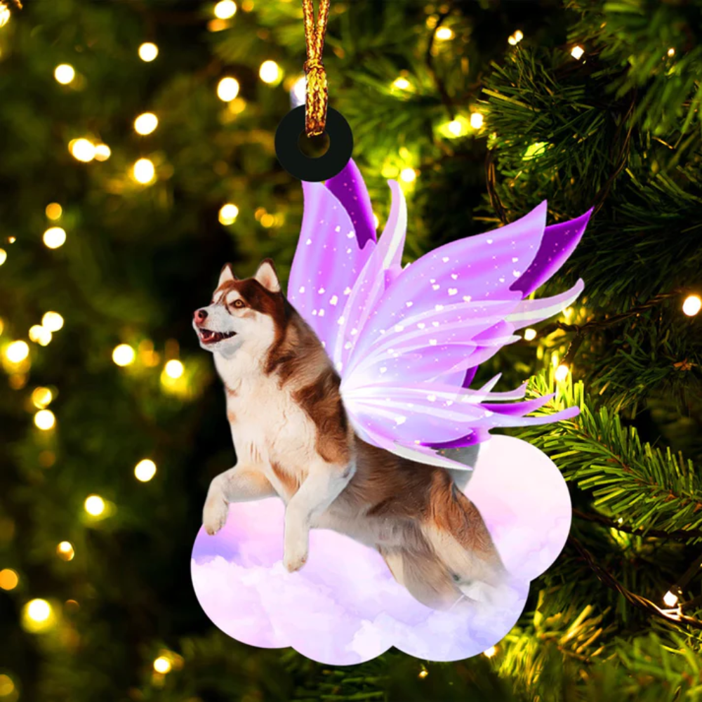 Siberian Husky And Wings Ornament - Gift Fpr Dog Lover