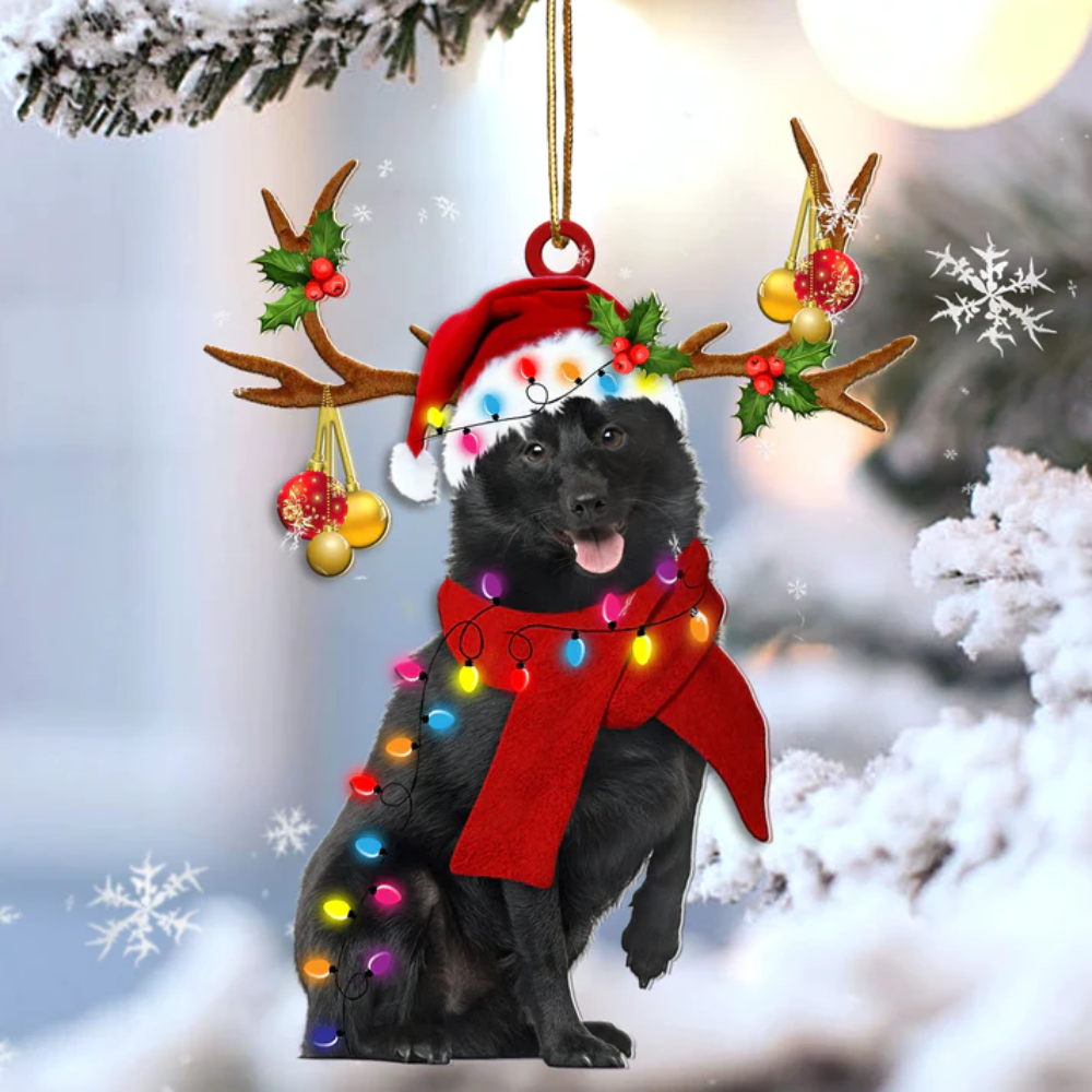 Schipperke Reindeer Shape Ornament - Gift For Dog Lover