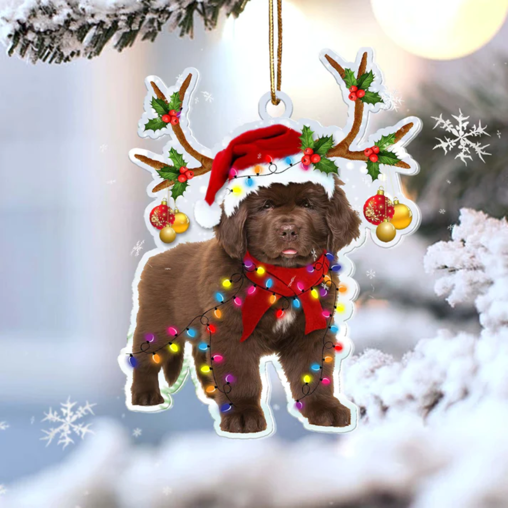 Newfoundland Dog Reindeer Shape Ornament - Gift For Dog Lover