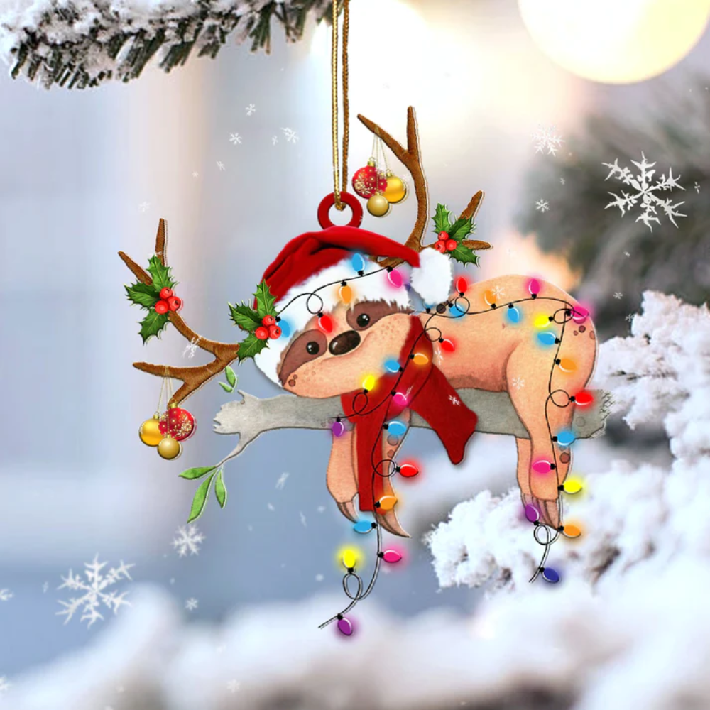 Sloth Reindeer Shape Ornament - Gift For Sloth Lover