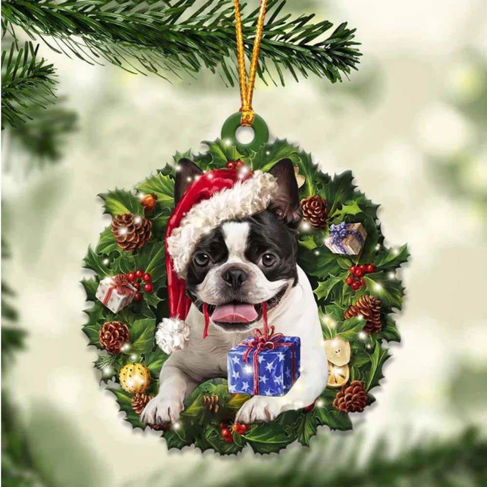 Boston Terrier And Christmas Ornament - Gift For Dog Lover