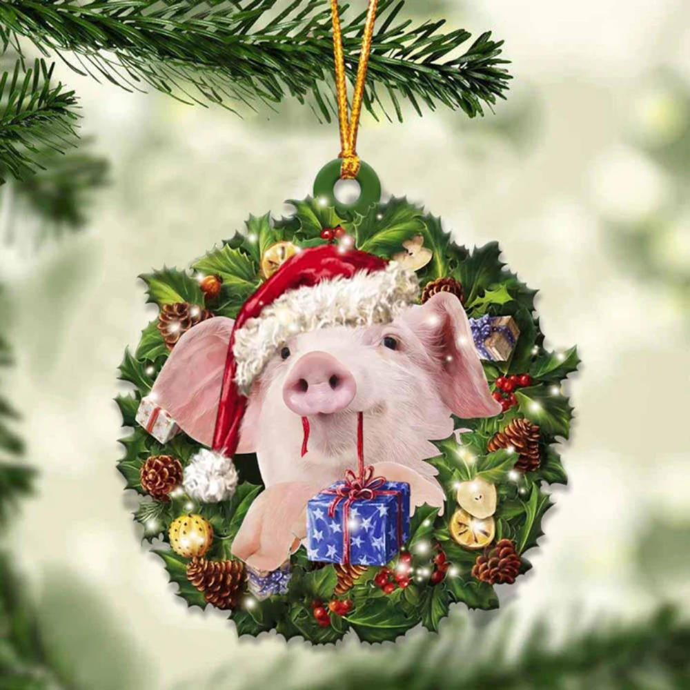 Pig And Christmas Ornament - Gift For Pig Lover