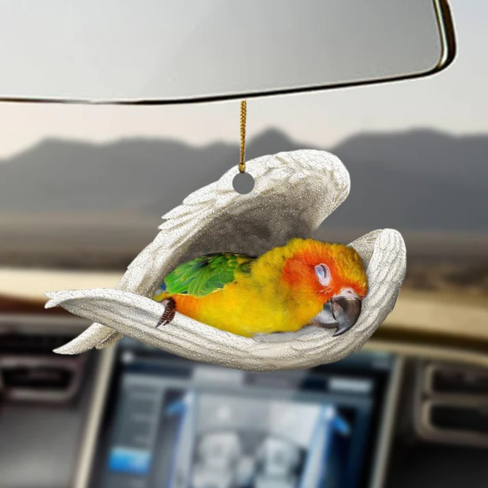 Sun Conure Sleeping Angel Ornament - Gift For Bird Lovers