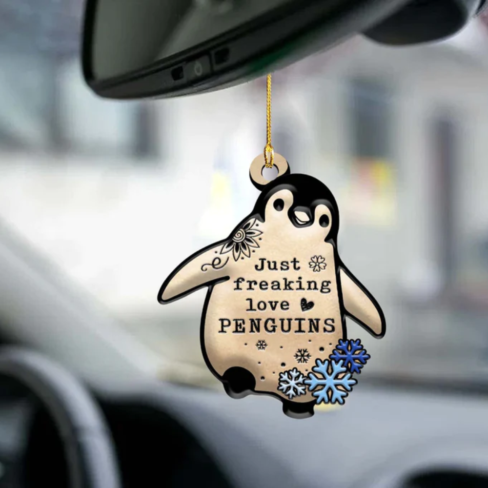 Penguin Freaking Love Two Sided Ornament - Gift For Penguin Lovers