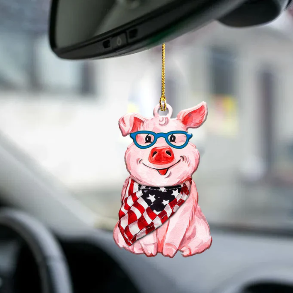 Pig Flag Ornament - Gift For Pig Lovers