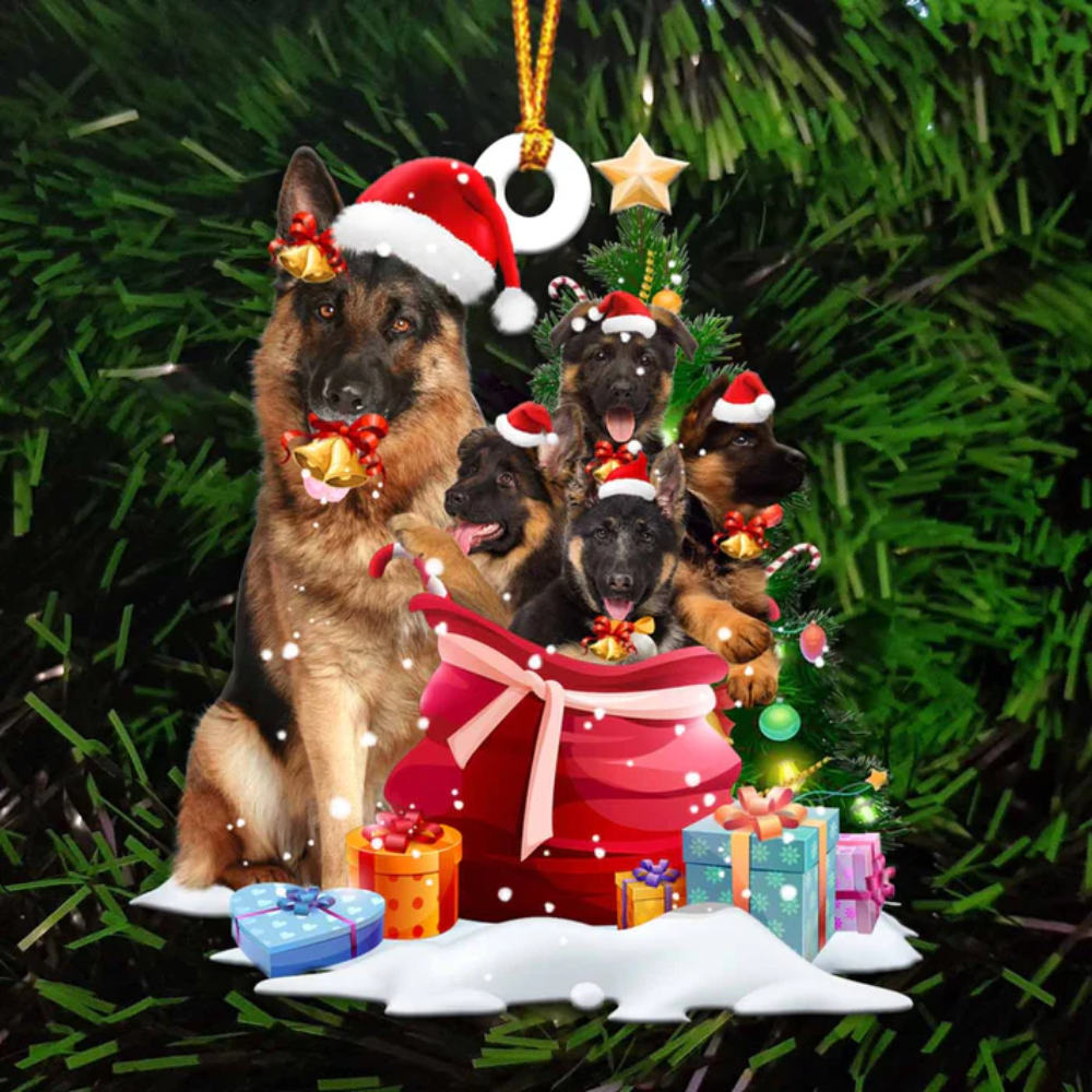 German Shepherd And Gift Bags Ornament - Gift For Dog Lover