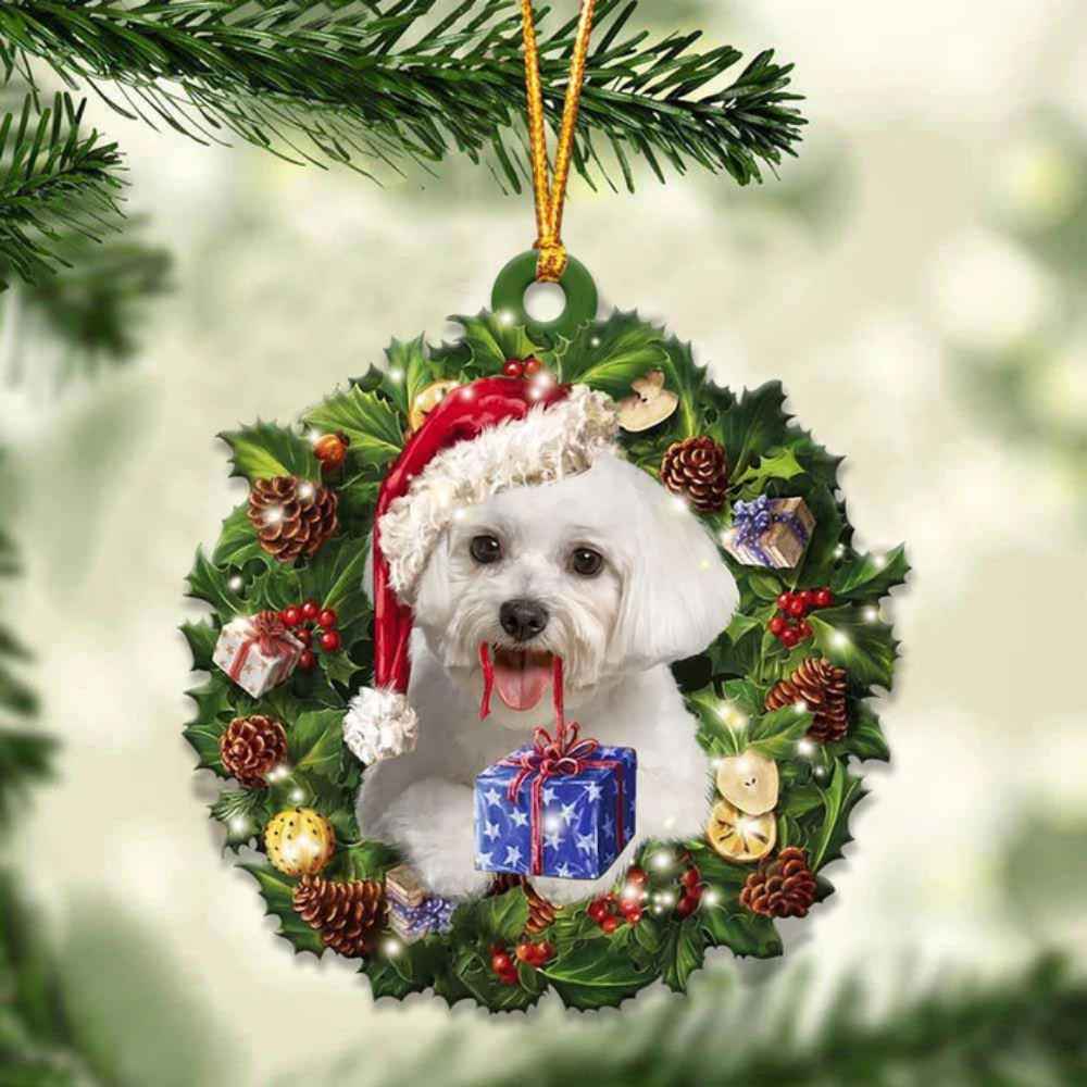 Maltese And Christmas Ornament - Gift For Dog Lover