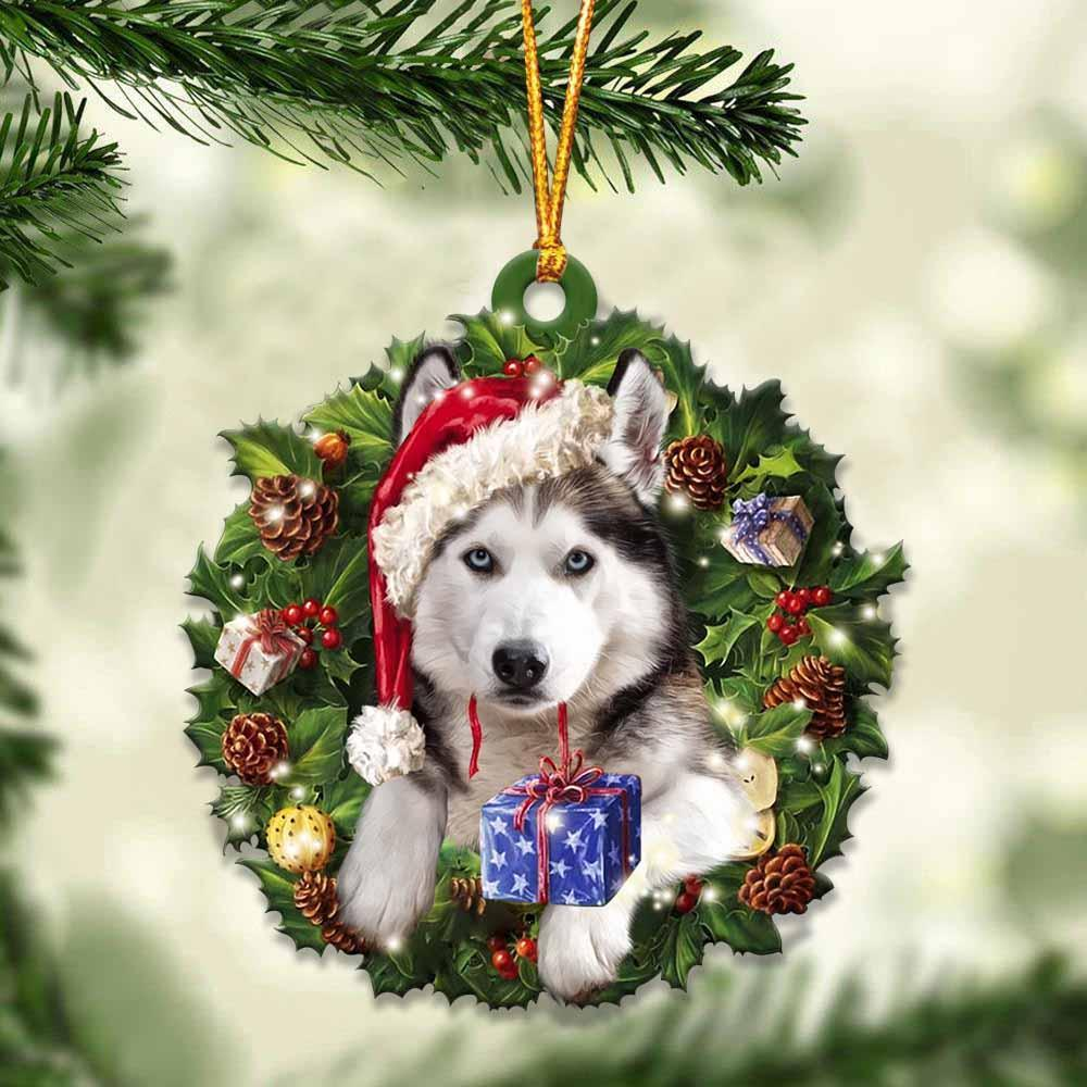 Siberian Husky And Christmas Ornament - Gift For Dog Lovers