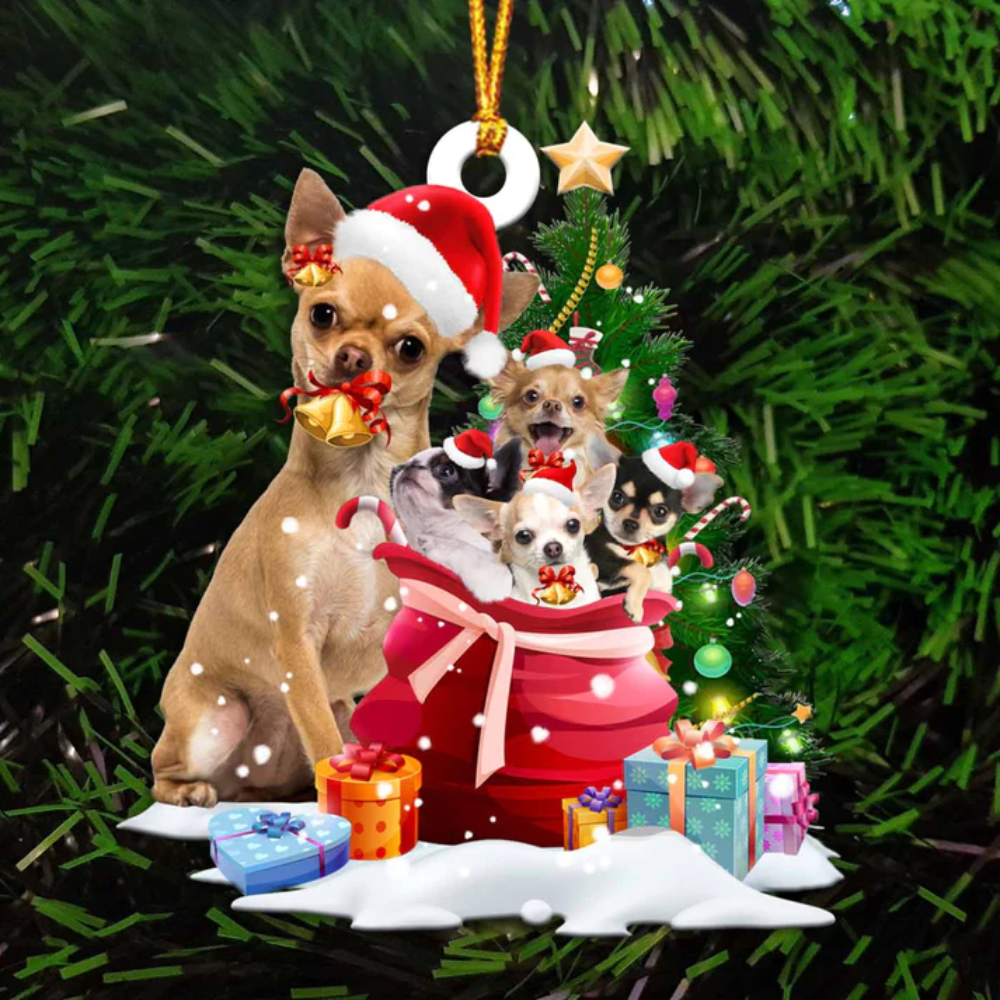 Chihuahua And Gift Bags Ornament