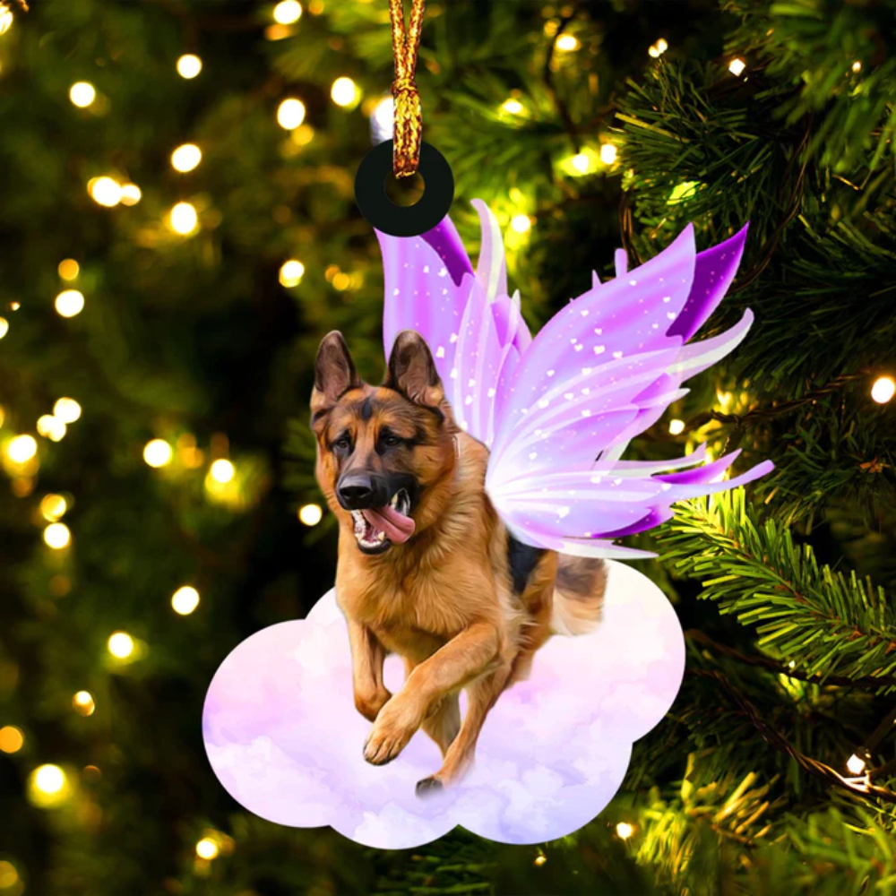 German Shepherd And Wings Ornament - Gift For Dog Lover